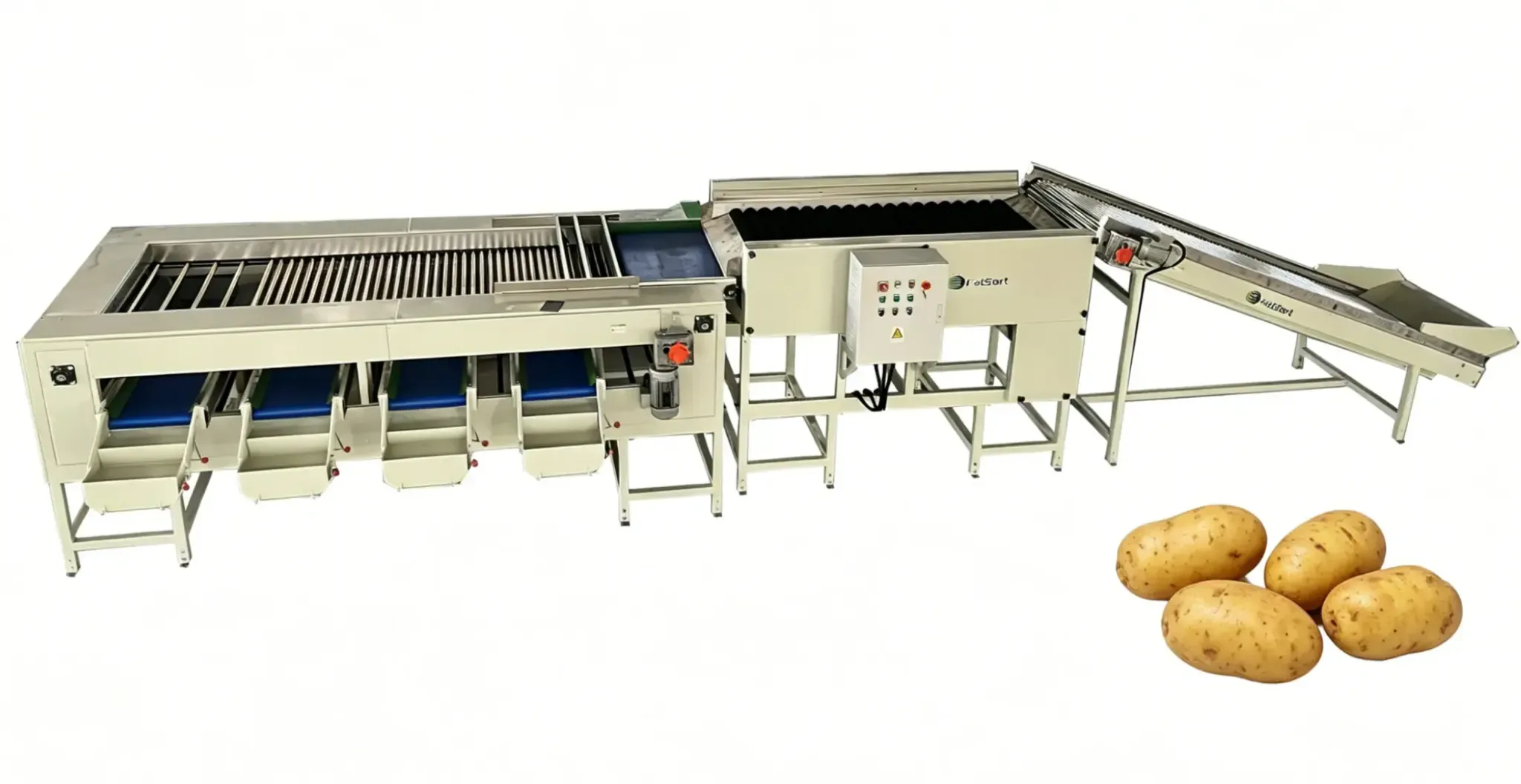 Potato cleaning & grading machine by diameter